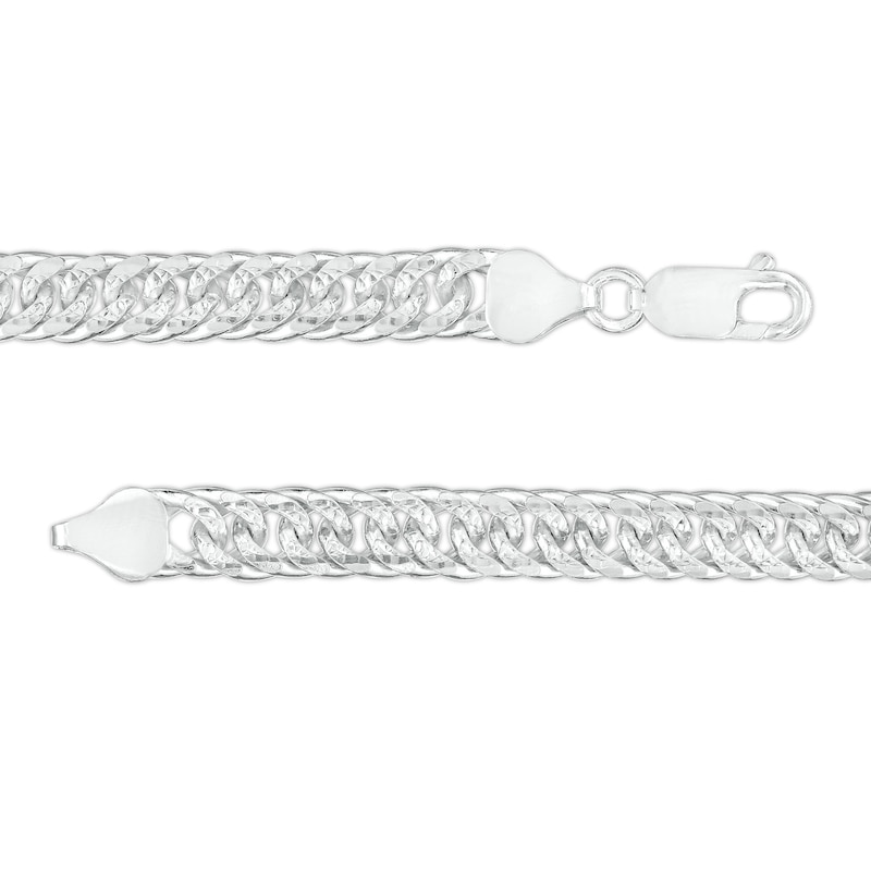Main Image 2 of Men's 6.9mm Diamond-Cut Curb Chain Bracelet in Solid Sterling Silver  - 8.5"