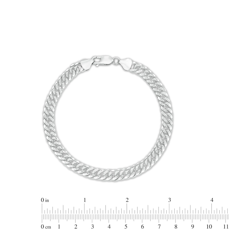 Men's 6.9mm Diamond-Cut Solid Curb Chain Bracelet in Sterling Silver - 8.5"