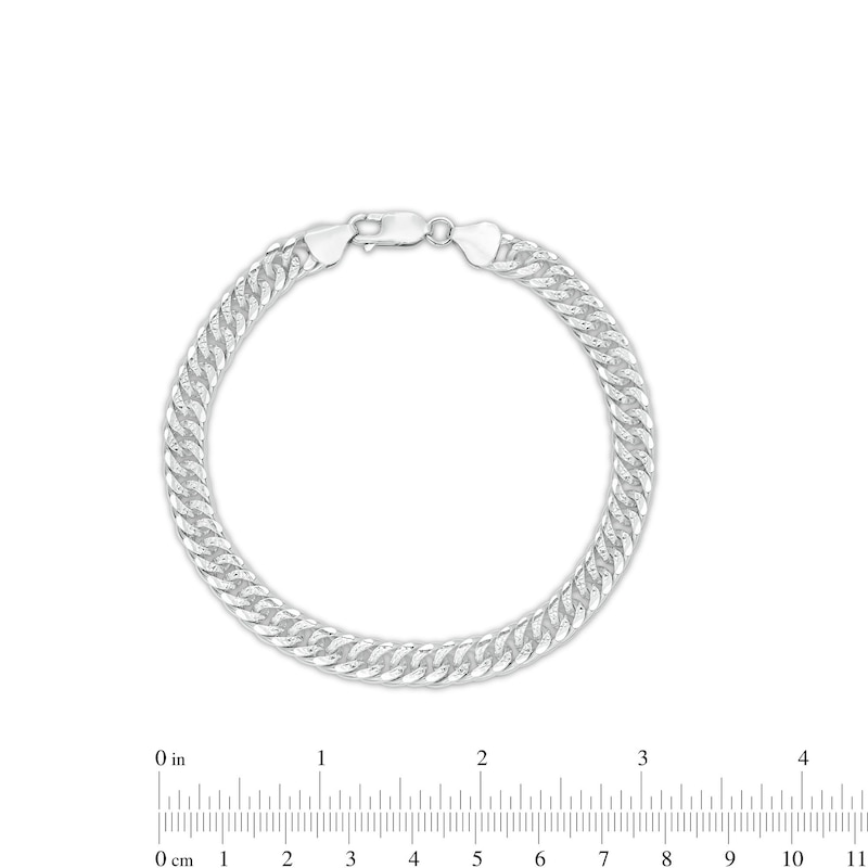 Main Image 3 of Men's 6.9mm Diamond-Cut Curb Chain Bracelet in Solid Sterling Silver  - 8.5"