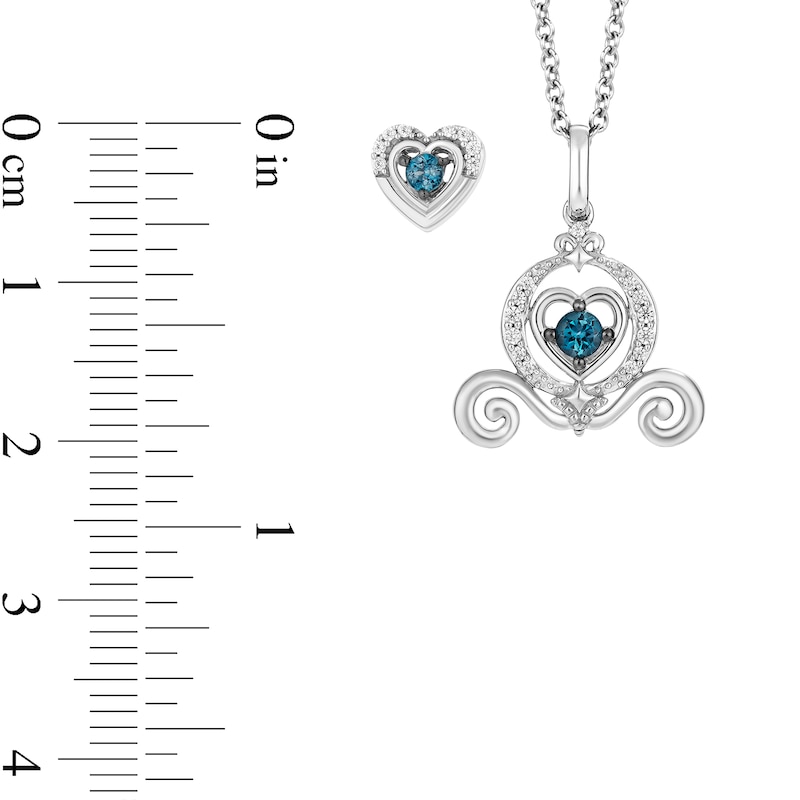 Main Image 5 of Enchanted Disney Cinderella Blue Topaz and 1/10 CT. T.W. Diamond Pendant and Stud Earrings Set in Sterling Silver - 19"