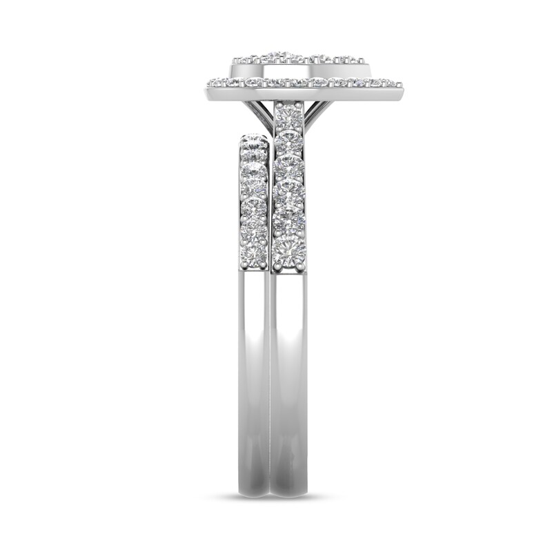 3/4 CT. T.W. Pear-Shaped Multi-Diamond Frame Bridal Set in 14K White Gold