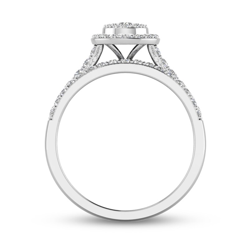 3/4 CT. T.W. Pear-Shaped Multi-Diamond Frame Bridal Set in 14K White Gold
