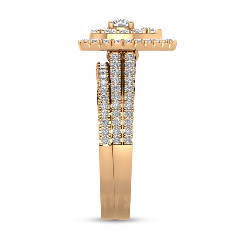 Main Image 2 of 1 CT. T.W. Diamond Double Pear-Shaped Frame Multi-Row Bridal Set in 14K Rose Gold