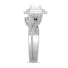 Thumbnail Image 2 of 1 CT. T.W. Princess-Cut Quad Diamond Double Cushion Frame Multi-Row Twist Shank Bridal Set in 14K White Gold