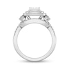 Thumbnail Image 3 of 1 CT. T.W. Princess-Cut Quad Diamond Double Cushion Frame Multi-Row Twist Shank Bridal Set in 14K White Gold