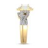 Thumbnail Image 2 of 1 CT. T.W. Princess-Cut Quad Diamond Double Cushion Frame Multi-Row Twist Shank Bridal Set in 14K Gold