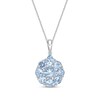 Thumbnail Image 1 of Pear-Shaped and Round Aquamarine Flower Drop Pendant in 10K White Gold