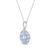 Thumbnail Image 2 of Pear-Shaped and Round Aquamarine Flower Drop Pendant in 10K White Gold