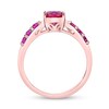 Thumbnail Image 3 of Oval Lab-Created Ruby Seven Stone Ring in Sterling Silver with 18K Rose Gold Plate
