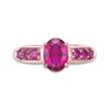 Thumbnail Image 4 of Oval Lab-Created Ruby Seven Stone Ring in Sterling Silver with 18K Rose Gold Plate