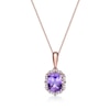 Thumbnail Image 1 of Cushion-Cut Amethyst and White Topaz Quatrefoil Frame Pendant in Sterling Silver with 18K Rose Gold Plate