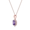 Thumbnail Image 2 of Cushion-Cut Amethyst and White Topaz Quatrefoil Frame Pendant in Sterling Silver with 18K Rose Gold Plate