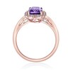 Thumbnail Image 3 of Cushion-Cut Amethyst and White Topaz Quatrefoil Frame Ring in Sterling Silver with 18K Rose Gold Plate
