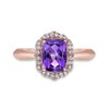 Thumbnail Image 4 of Cushion-Cut Amethyst and White Topaz Quatrefoil Frame Ring in Sterling Silver with 18K Rose Gold Plate