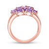 Thumbnail Image 3 of Sideways Oval Amethyst Seven Stone Triple Row Split Shank Flower Ring in Sterling Silver with 18K Rose Gold Plate