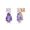 Thumbnail Image 1 of Pear-Shaped Amethyst and White Topaz Teardrop Earrings in Sterling Silver with 18K Rose Gold Plate