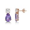 Thumbnail Image 2 of Pear-Shaped Amethyst and White Topaz Teardrop Earrings in Sterling Silver with 18K Rose Gold Plate