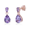 Thumbnail Image 1 of Pear-Shaped Amethyst Double Drop Earrings in Sterling Silver with 18K Rose Gold Plate