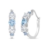 Thumbnail Image 1 of Sky Blue and White Topaz Alternating Graduated Five Stone Huggie Hoop Earrings in Sterling Silver