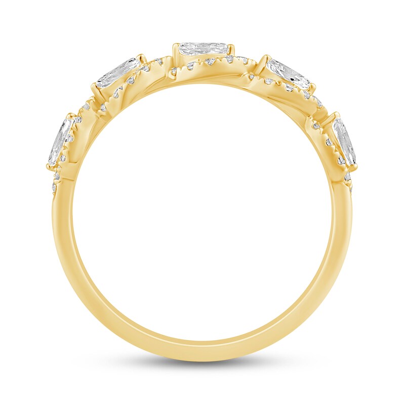 1/2 CT. T.W Marquise Diamond Twist Frame Five Stone Anniversary Band in 14K Gold