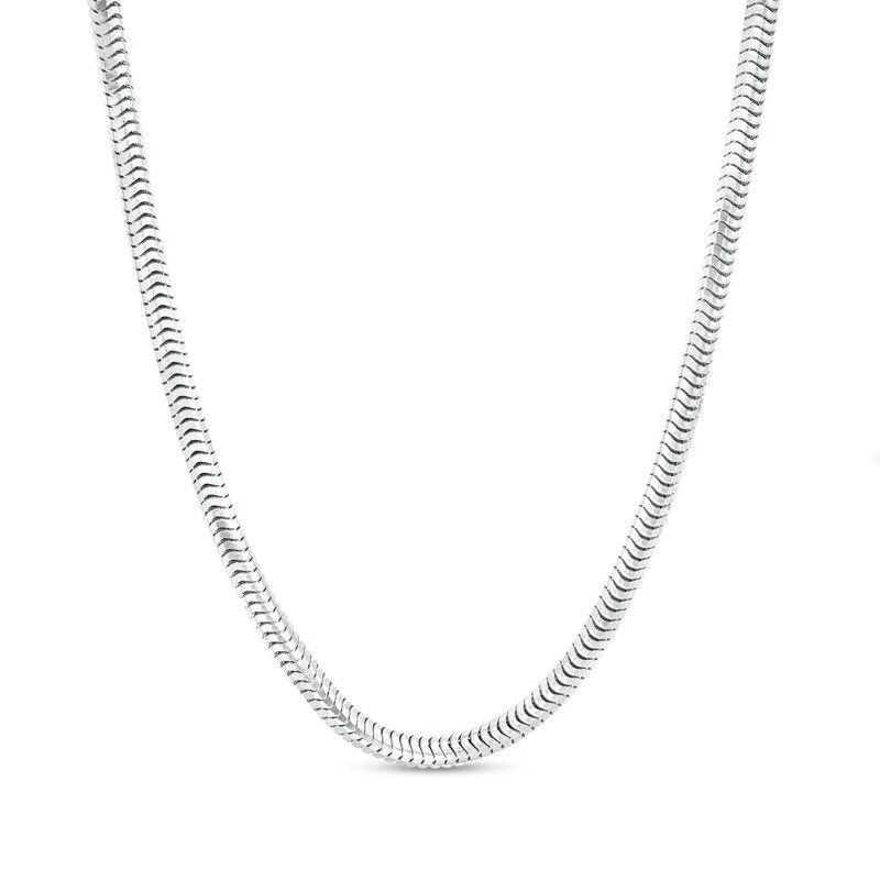 Main Image 1 of Men's 3.0mm Diamond-Cut Snake Chain Necklace in Solid 10K White Gold - 20"