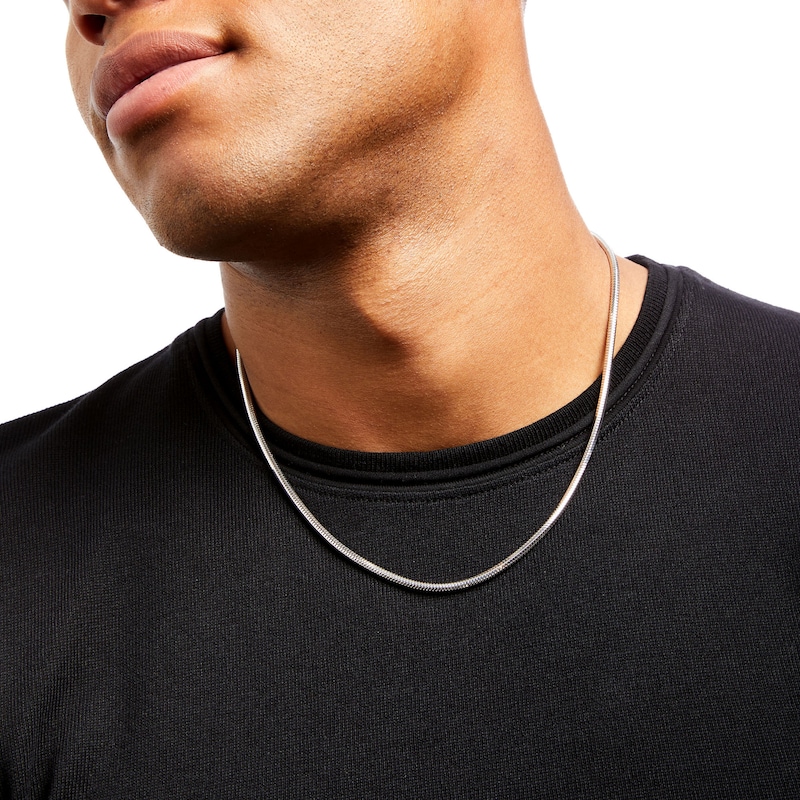 Main Image 2 of Men's 3.0mm Diamond-Cut Snake Chain Necklace in Solid 10K White Gold - 20"