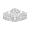 Thumbnail Image 2 of 1/5 CT. T.W. Oval Multi-Diamond Frame Triple Row Tapered Split Shank Bridal Set in Sterling Silver