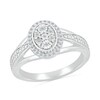 Thumbnail Image 3 of 1/5 CT. T.W. Oval Multi-Diamond Frame Triple Row Tapered Split Shank Bridal Set in Sterling Silver