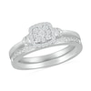 Thumbnail Image 1 of 1/5 CT. T.W. Cushion-Shaped Multi-Diamond Frame Double Collar Bridal Set in Sterling Silver