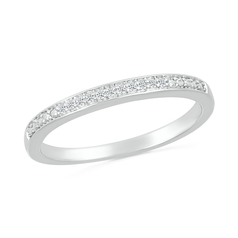 Main Image 5 of 1/5 CT. T.W. Cushion-Shaped Multi-Diamond Frame Double Collar Bridal Set in Sterling Silver