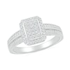 Thumbnail Image 4 of 1/4 CT. T.W. Emerald-Shaped Multi-Diamond Octagonal Frame Double Row Bridal Set in Sterling Silver