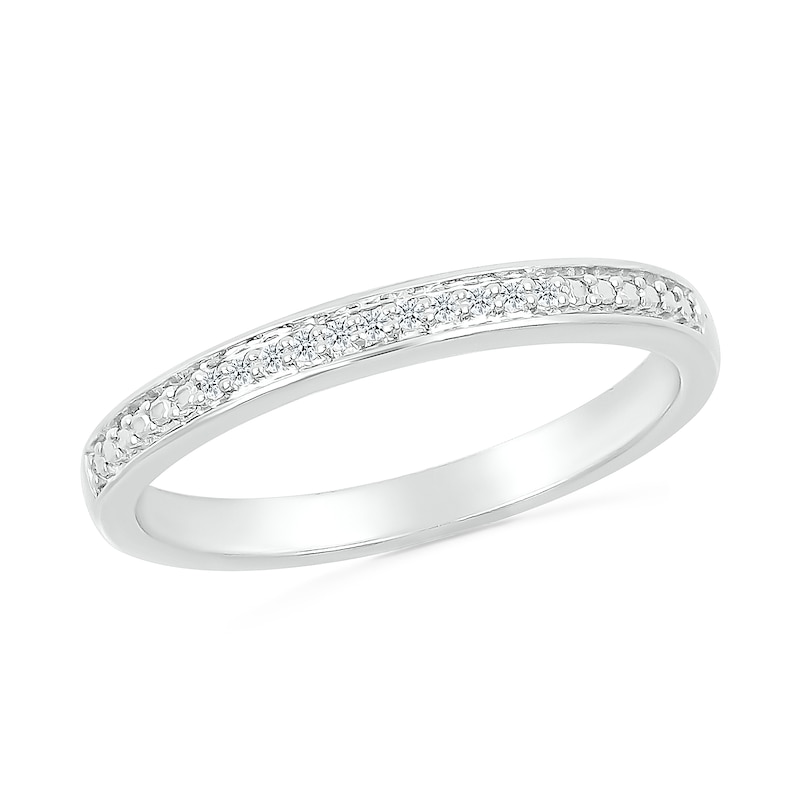 Main Image 5 of 1/4 CT. T.W. Emerald-Shaped Multi-Diamond Octagonal Frame Double Row Bridal Set in Sterling Silver