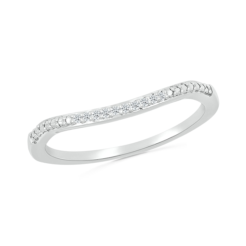 Main Image 5 of 1/5 CT. T.W. Heart-Shaped Multi-Diamond Frame Tapered Shank Bridal Set in Sterling Silver