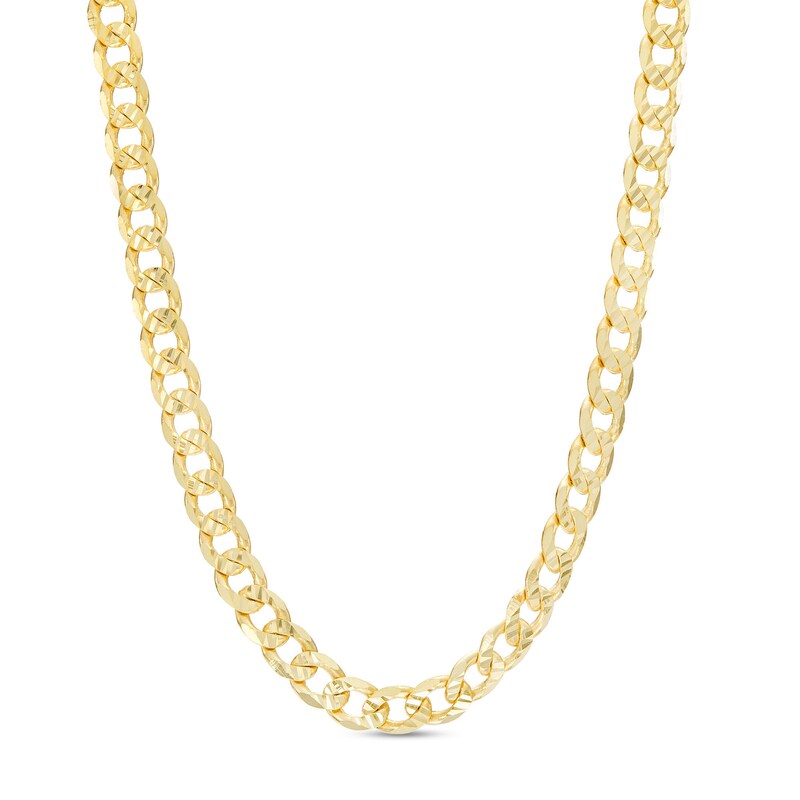 Main Image 1 of Men's 3.72mm Diamond-Cut Curb Chain Necklace in Solid 10K Gold - 18"