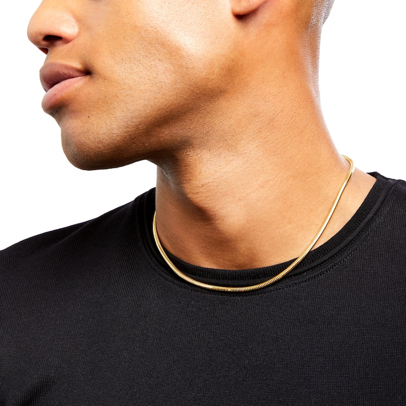 Main Image 2 of Men's 3.0mm Diamond-Cut Snake Chain Necklace in Solid 10K Gold - 20"