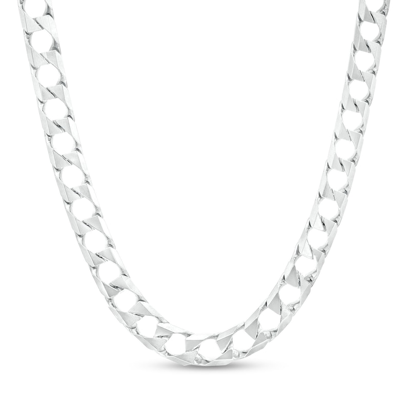 Main Image 1 of Men's 6.2mm Diamond-Cut Curb Chain Necklace in Solid Sterling Silver  - 22"
