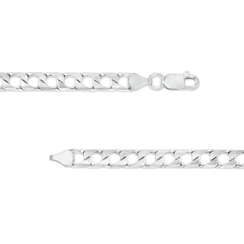Main Image 3 of Men's 6.2mm Diamond-Cut Curb Chain Necklace in Solid Sterling Silver  - 22"