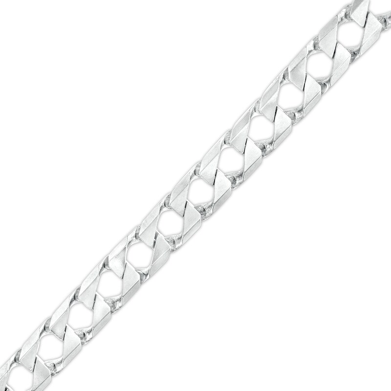 Main Image 1 of 7.2mm Diamond-Cut Curb Chain Bracelet in Solid Sterling Silver  - 8.5"