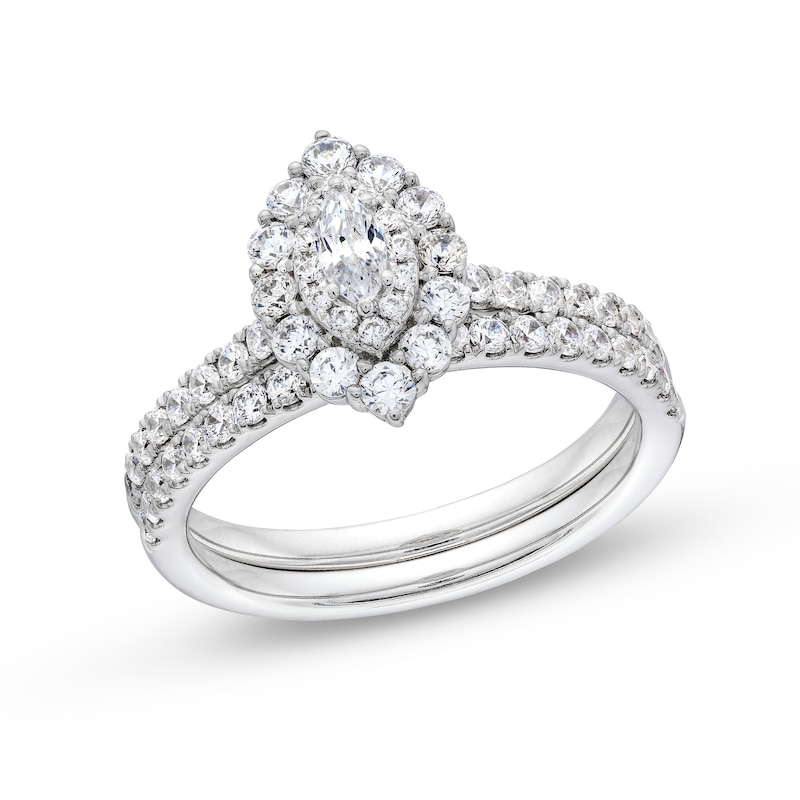 Main Image 1 of 1 CT. T.W. Marquise-Cut Diamond Double Frame Bridal Set in 14K White Gold (I/I2)