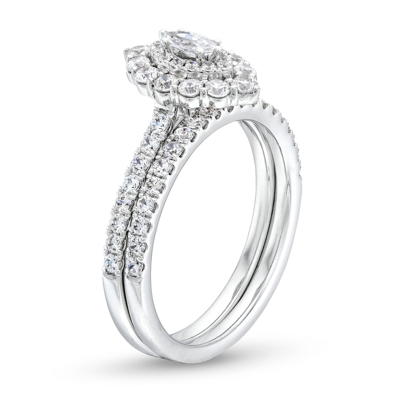 Main Image 3 of 1 CT. T.W. Marquise-Cut Diamond Double Frame Bridal Set in 14K White Gold (I/I2)