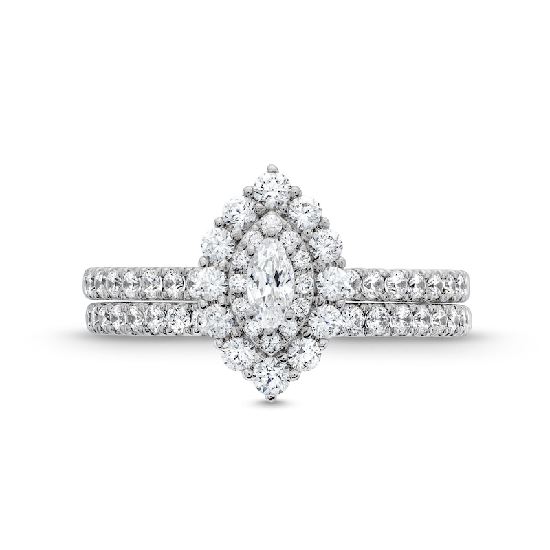 Main Image 4 of 1 CT. T.W. Marquise-Cut Diamond Double Frame Bridal Set in 14K White Gold (I/I2)