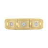 Thumbnail Image 4 of Men's 1/20 CT. T.W. Diamond Trio Satin-Finish Block Pattern Band in 10K Gold