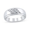 Thumbnail Image 0 of Men's 1/4 CT. T.W. Diamond Triple Row Slant Stepped Edge Band in 10K White Gold