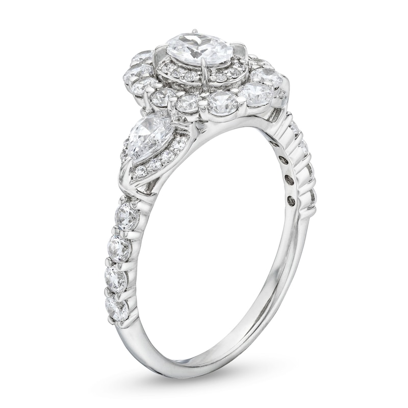 1-1/2 CT. T.W. Oval Diamond Sideways Past Present Future® Engagement Ring in 14K White Gold (I/SI2)