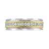 Thumbnail Image 3 of Men's 3/4 CT. T.W. Square-Cut and Round Diamond Channel-Set Double Groove Band in 10K Two-Tone Gold