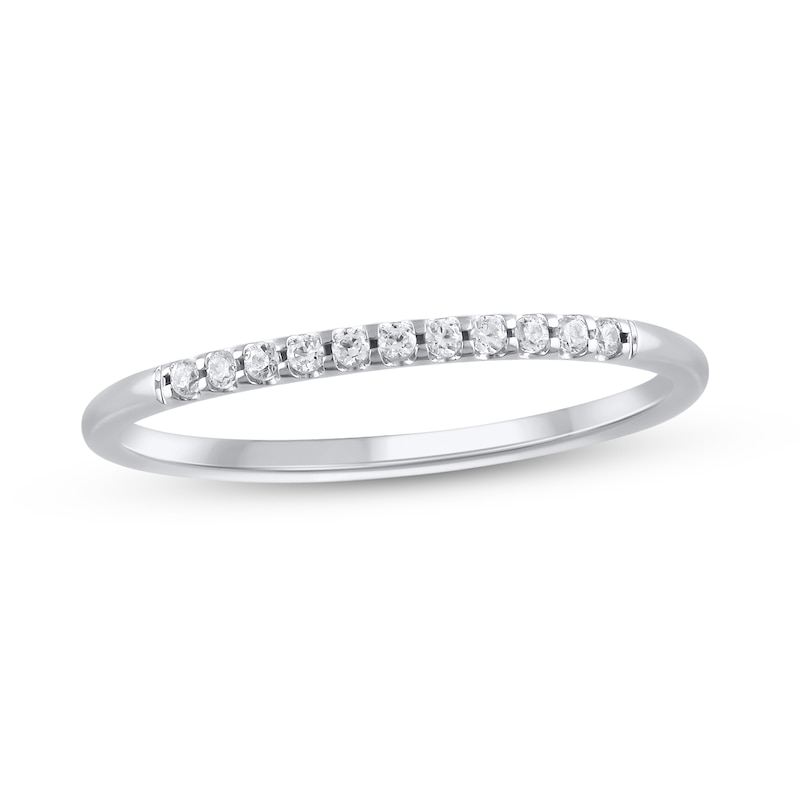 Main Image 1 of 1/10 CT. T.W. Diamond Eleven Stone Pavé Anniversary Band in 10K White Gold