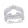 Thumbnail Image 1 of 1-1/2 CT. T.W. Diamond Triple Row Crown Contour Cathedral Solitaire Enhancer in 14K White Gold
