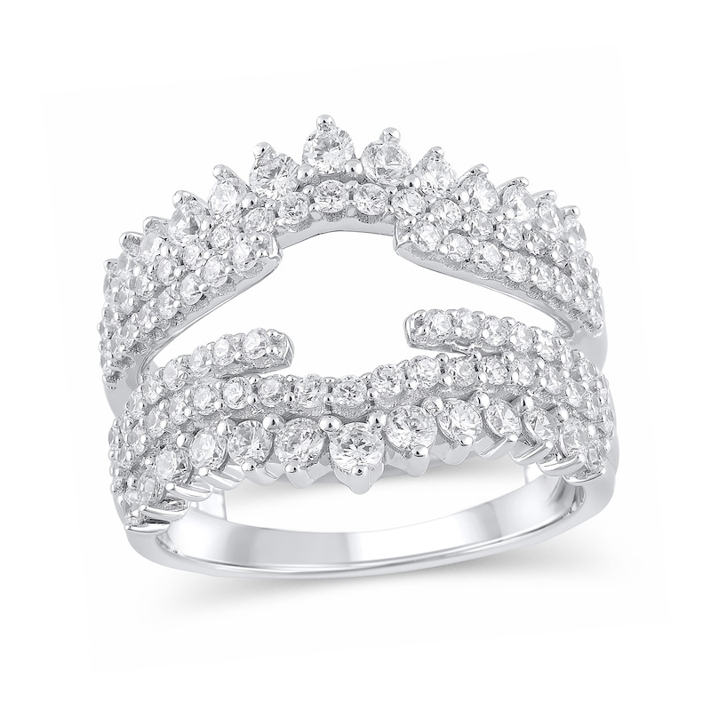 Main Image 1 of 1-1/2 CT. T.W. Diamond Triple Row Crown Contour Cathedral Solitaire Enhancer in 14K White Gold