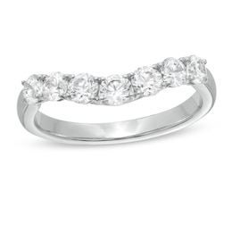 1 CT. T.W. Certified Diamond Seven Stone Contour Band in 14K White Gold (I/SI2)