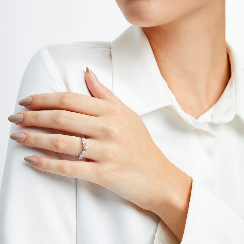 Main Image 2 of 1 CT. T.W. Certified Diamond Seven Stone Contour Band in 14K White Gold (I/SI2)